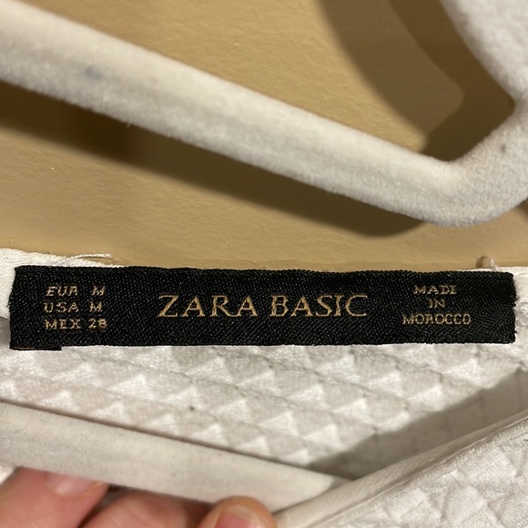 Zara Basic White Quilted Top with Vegan Leather Accent - Picture 3 of 6